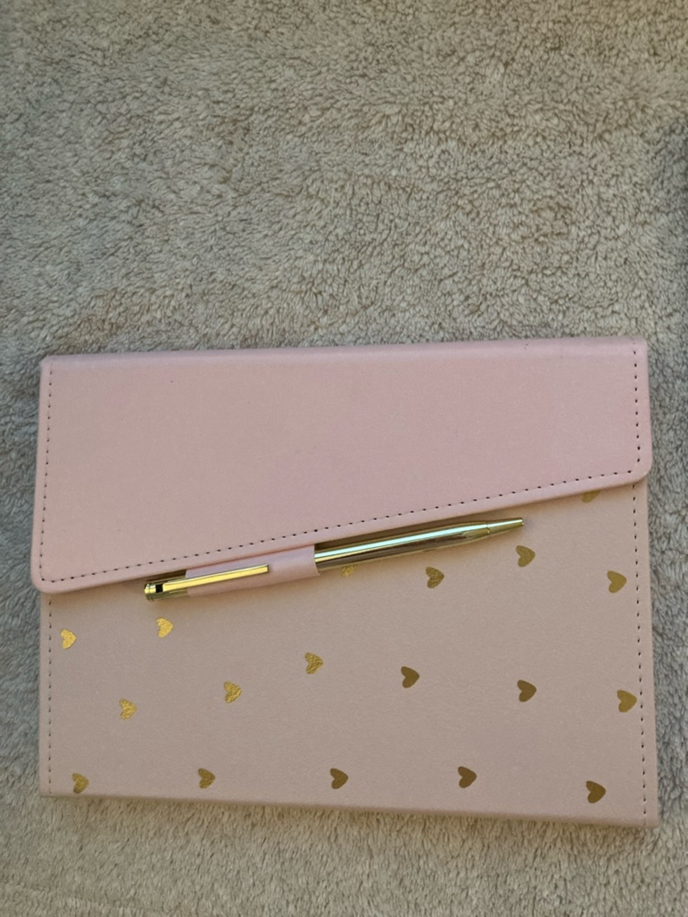 NEW- Pink elegant journal with a gold colored pen.